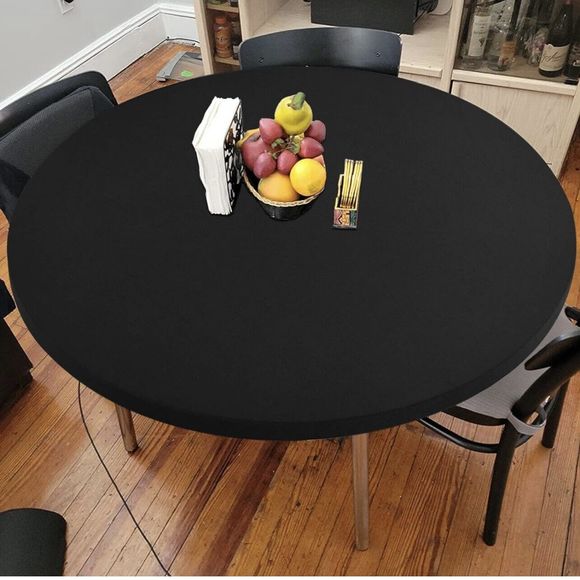 4 Pack Fitted Table Cover Round Tables Black Spandex Elastic Fits 40''- 44'' - Picture 3 of 7
